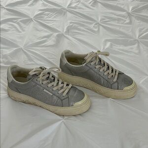Tory Burch Silver Glitter Sneakers